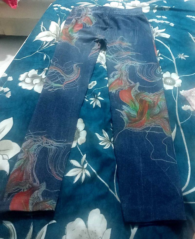 Printed Denim Jeans