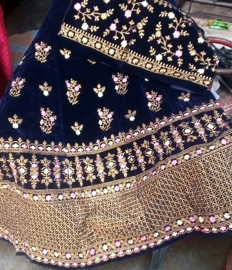 Velvet Embroidery Lehenga Choli With Dupatta