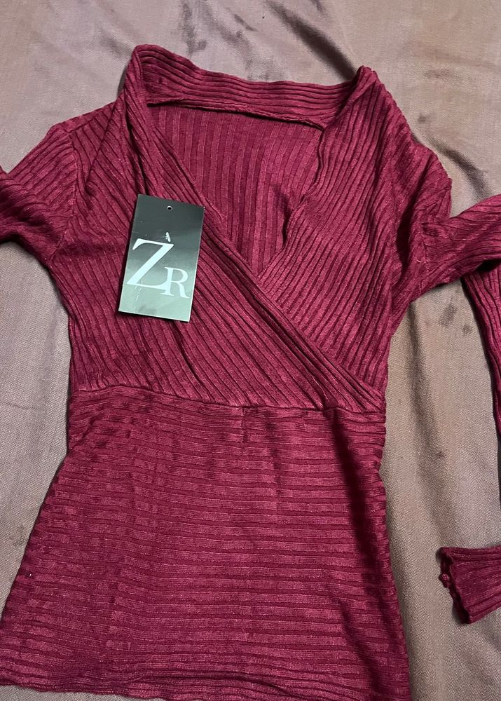 Burgundy Wrap Top - ZR