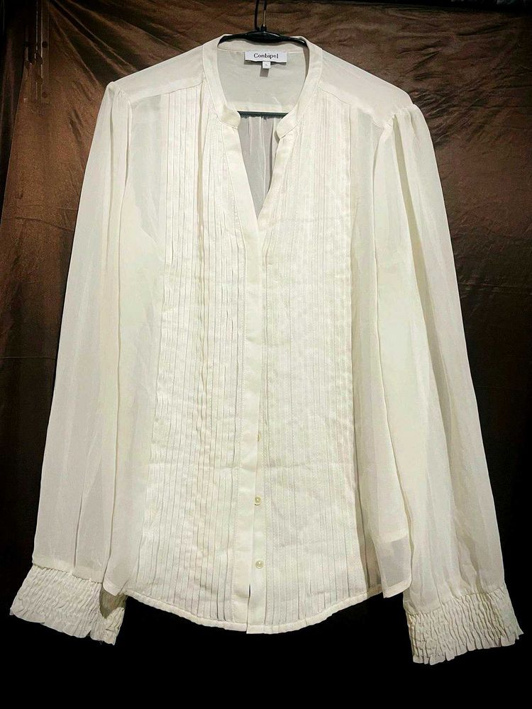 Sheer Pintuck White Shirt