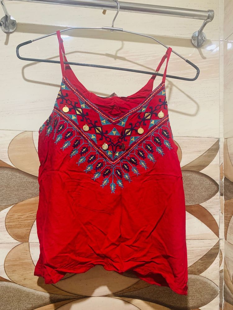 Red Top With Deatails