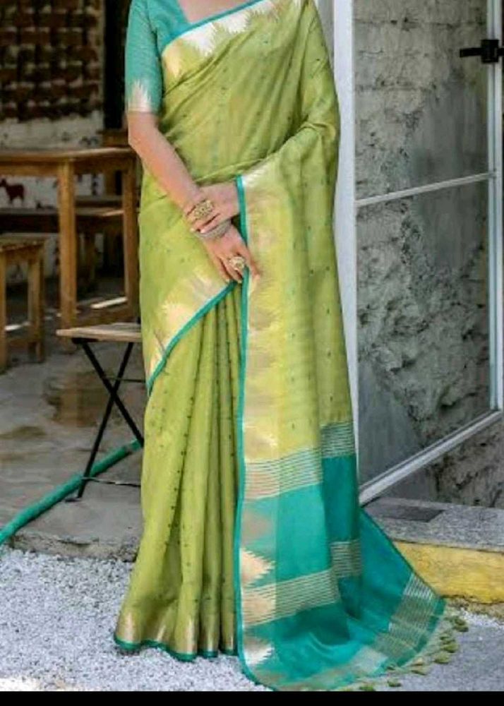 Elegant Green &amp; Gold Saree