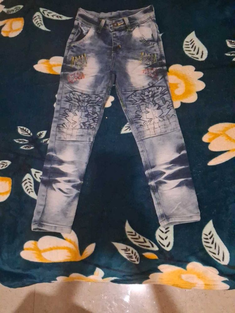 Stylish Blue Patterned Jeans