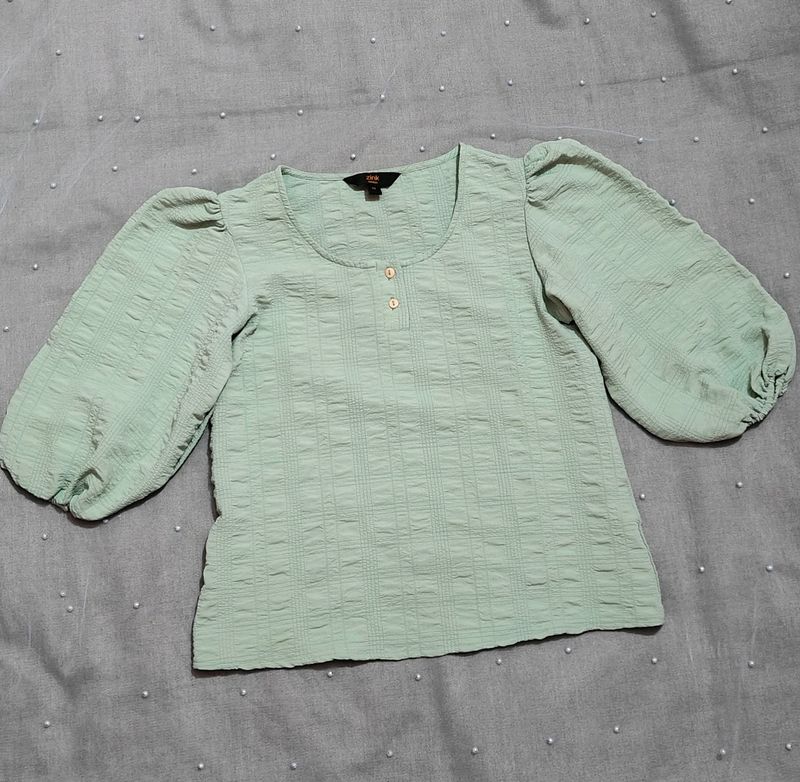 Baloon Sleeves Sea Green Top