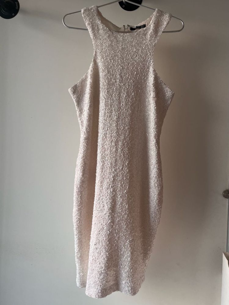 White Sequin Sheath Dress