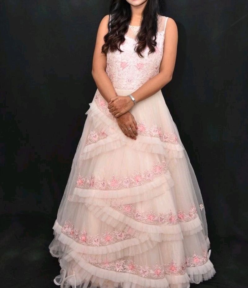 BABYPINK PRINCESS BALL GOWN WITH RUFFLES &amp; EMBROID
