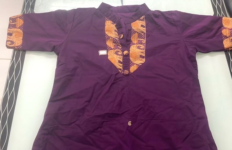 Purple Straight Neck Collar Kurti