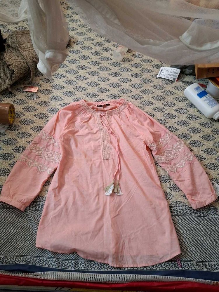 Peach Embroidered Top