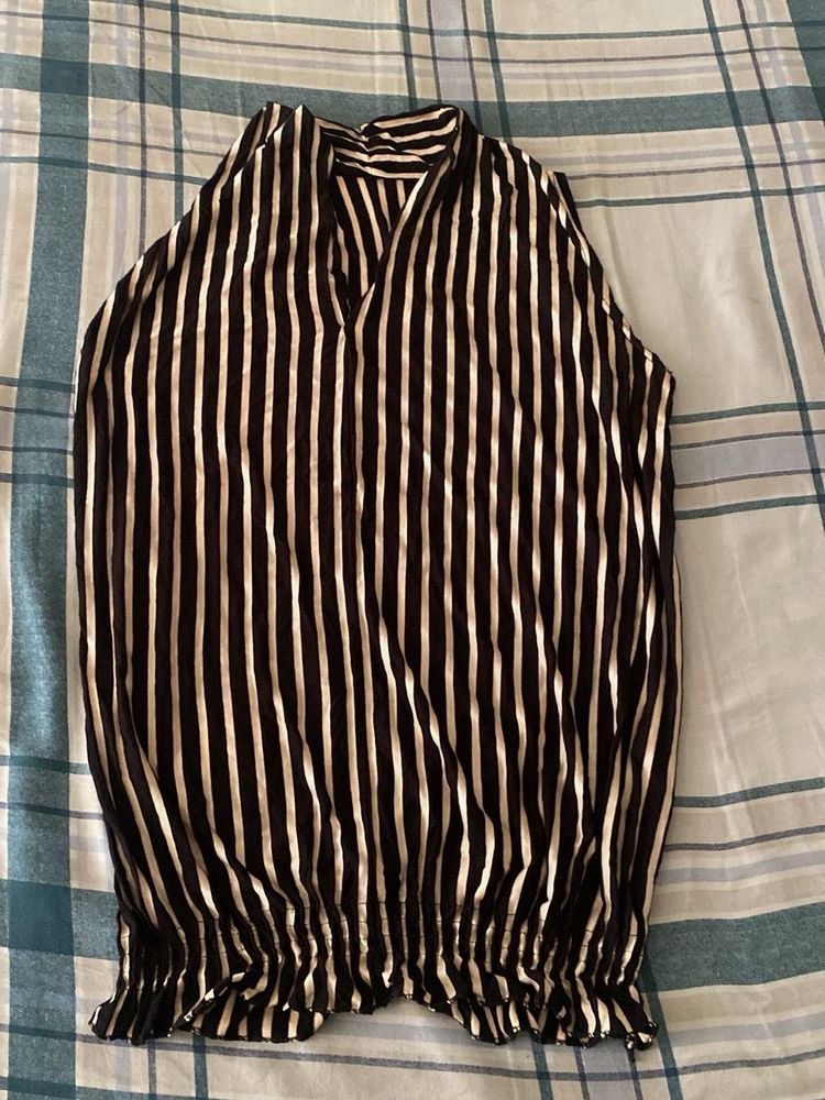 Black &amp; Beige Striped Top