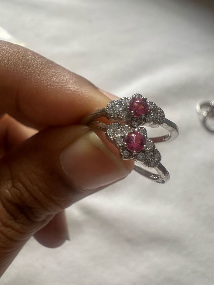 silver Toe Style Ring With Pink Stone