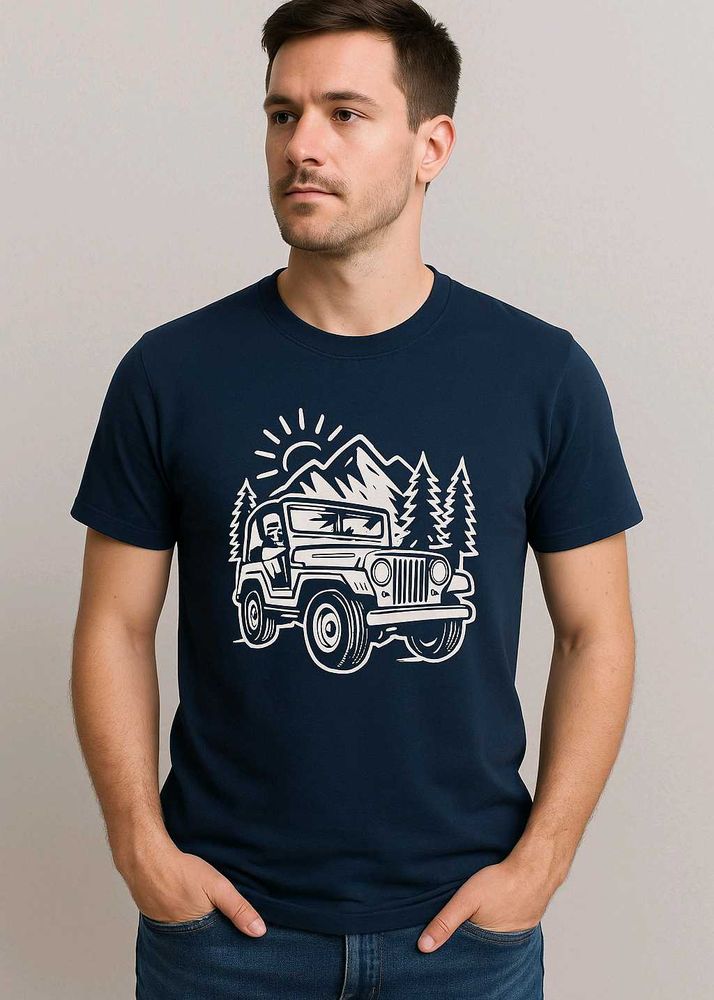 Navy Jeep Graphic Tee( All Size)
