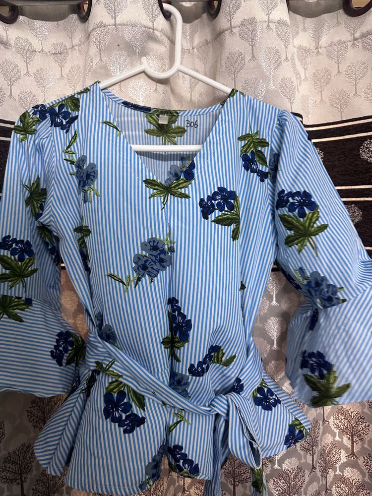 Striped Floral Blouse