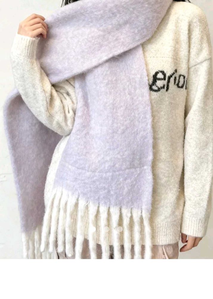 Lavender Fuzzy Knit Scarf