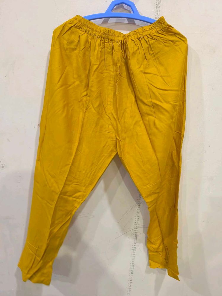 Mustard churidar pant.