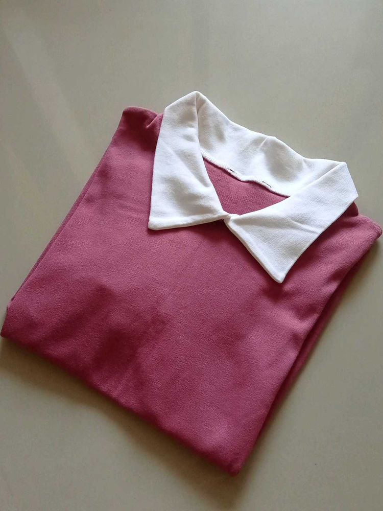 Beautiful White Collar Pink Top &amp;  Anime T-Shirt