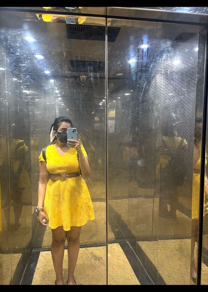 Yellow Mini Dress with Belt