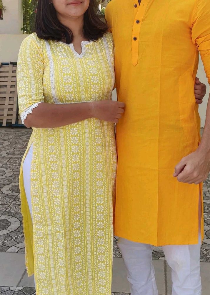 Yellow Embroidered Kurta SIZE 36 TO 38