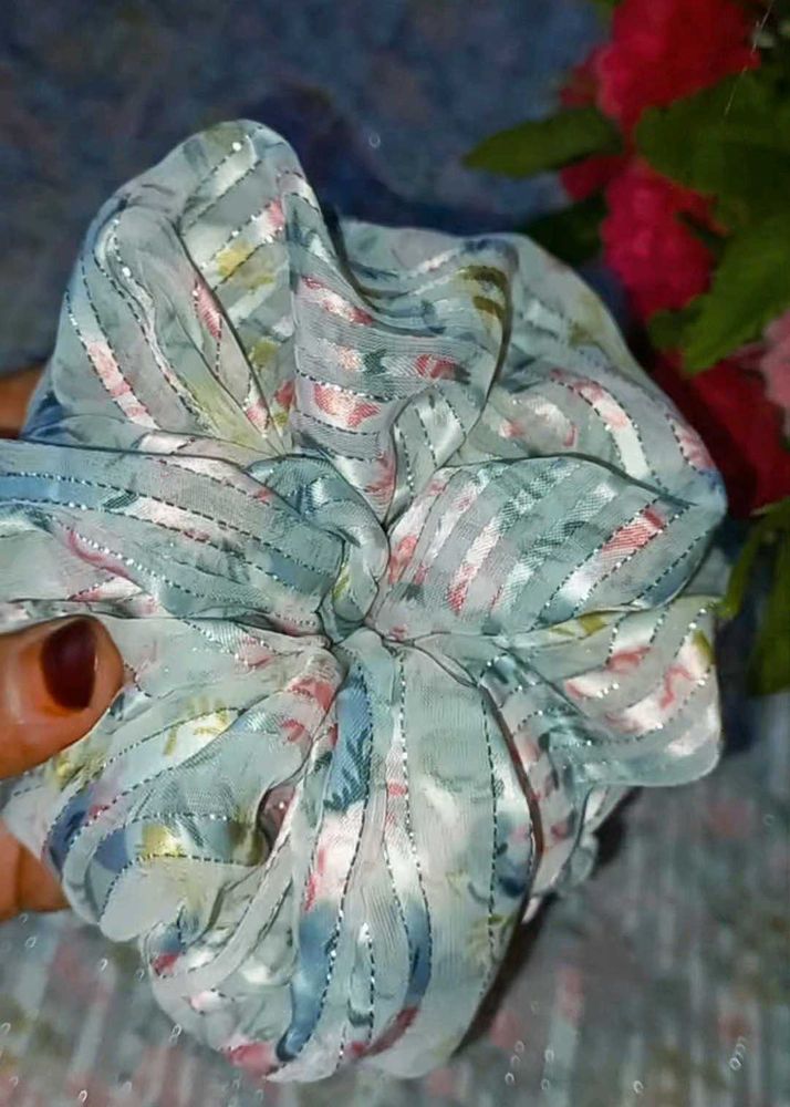 Floral Chiffon Scrunchie