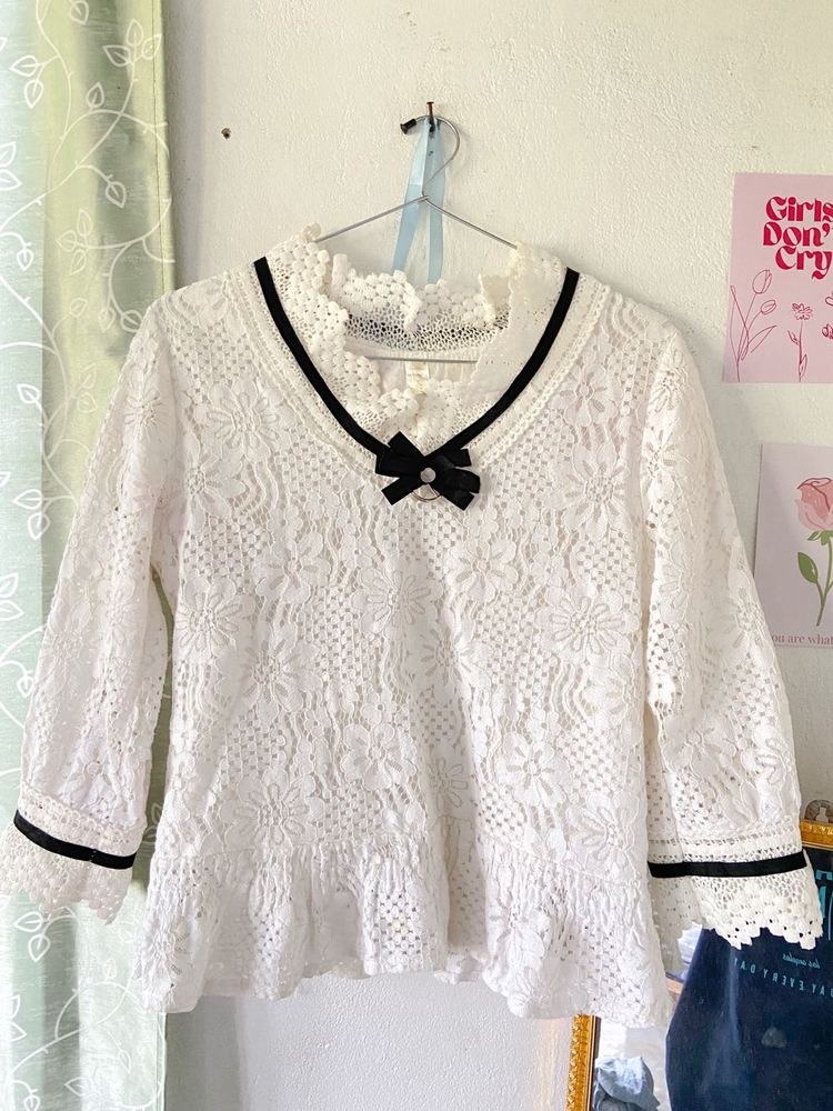 Lace Top with Bow