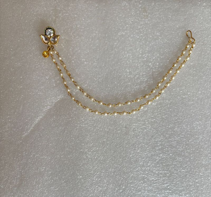 Beautiful Nose pin with pearl chain