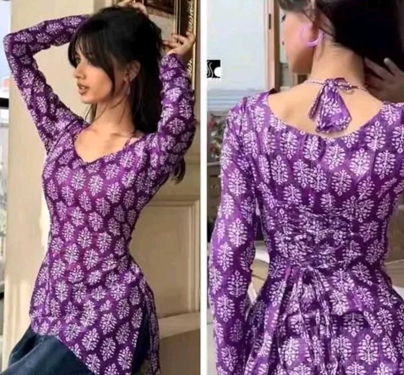 Purple Printed Kurta