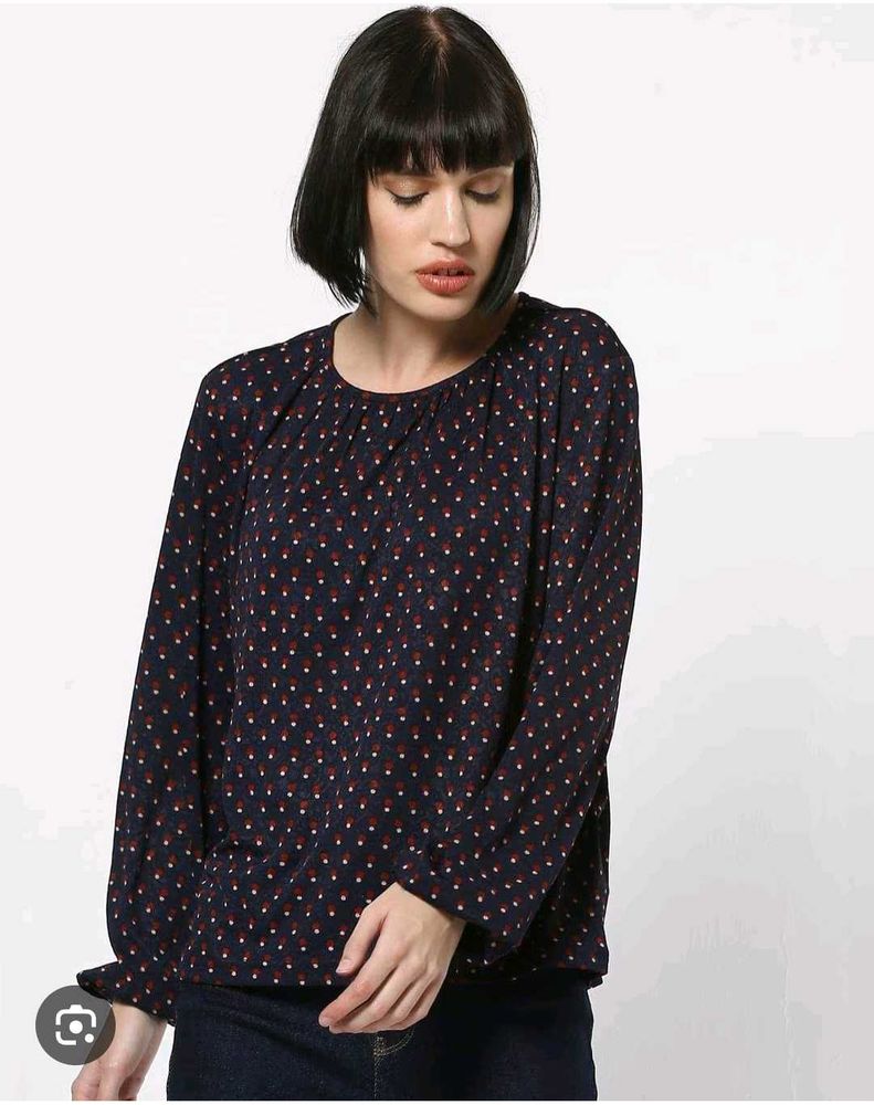 Stylish Navy Print Top