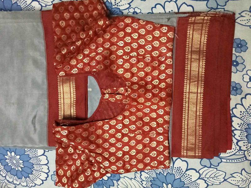 GentlyUsed DharmavaramPattu GreyWithRedBorder Sare