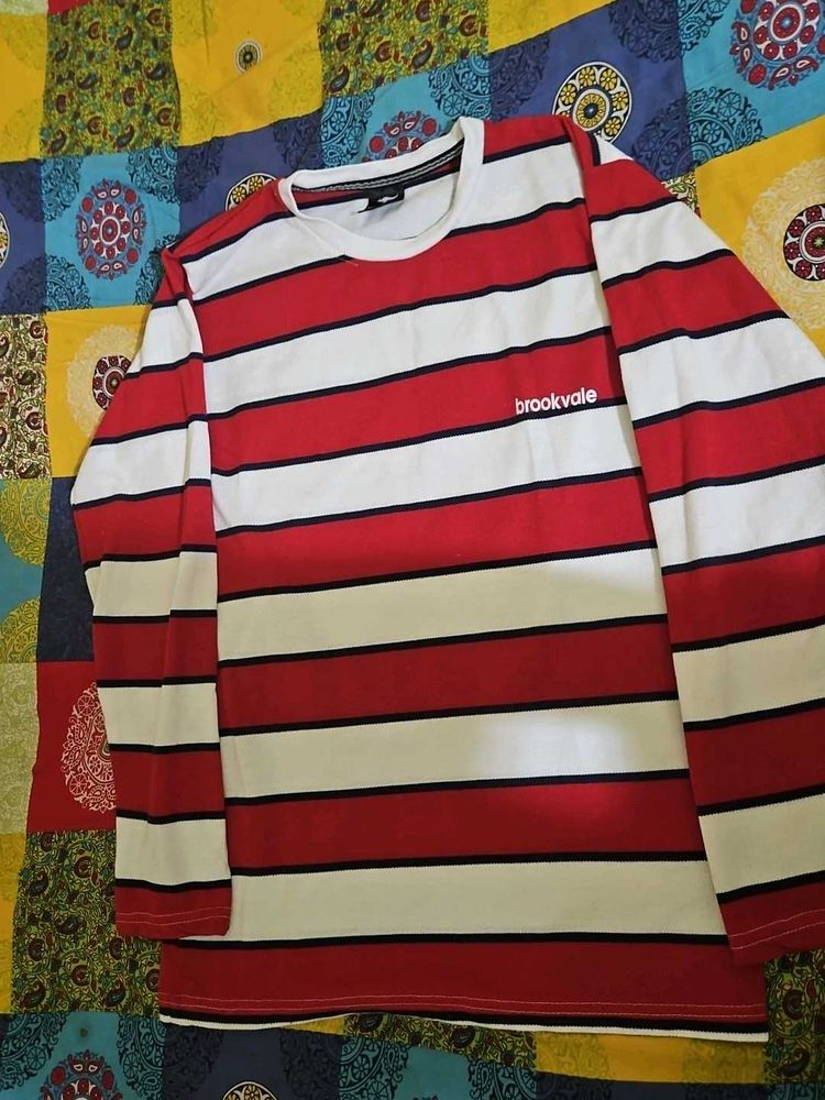 Red Striped Long Sleeve Popcorn T Shirt