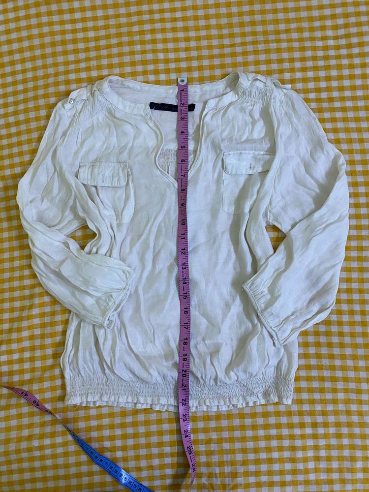 Zara Off white  Long Sleeve Top Fits S-M