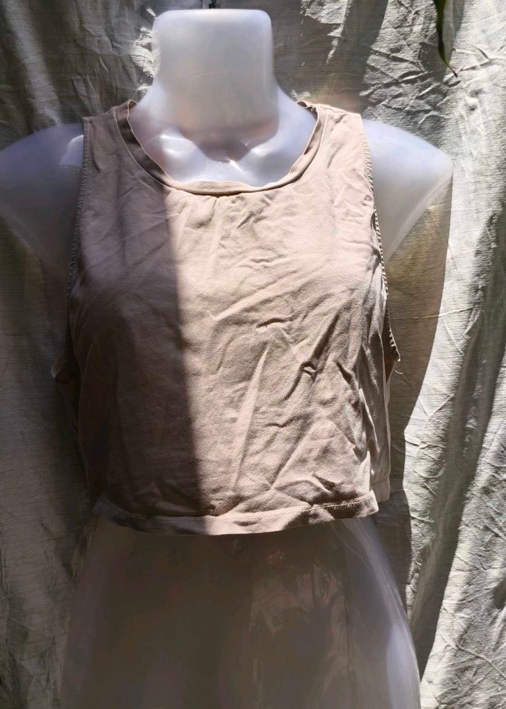 ZARA KHAKI CROP TOP