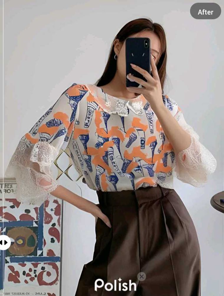New With Tag Trendy Korean Art Pullover