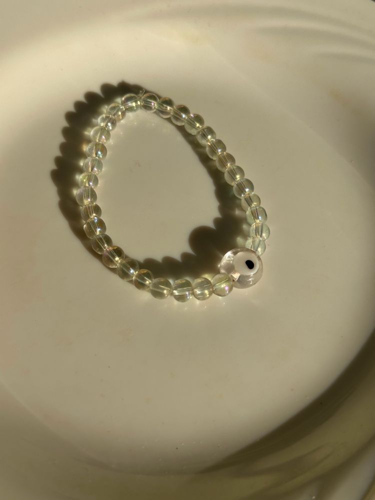 Rainbow, clear quarts Evileye Bracelet