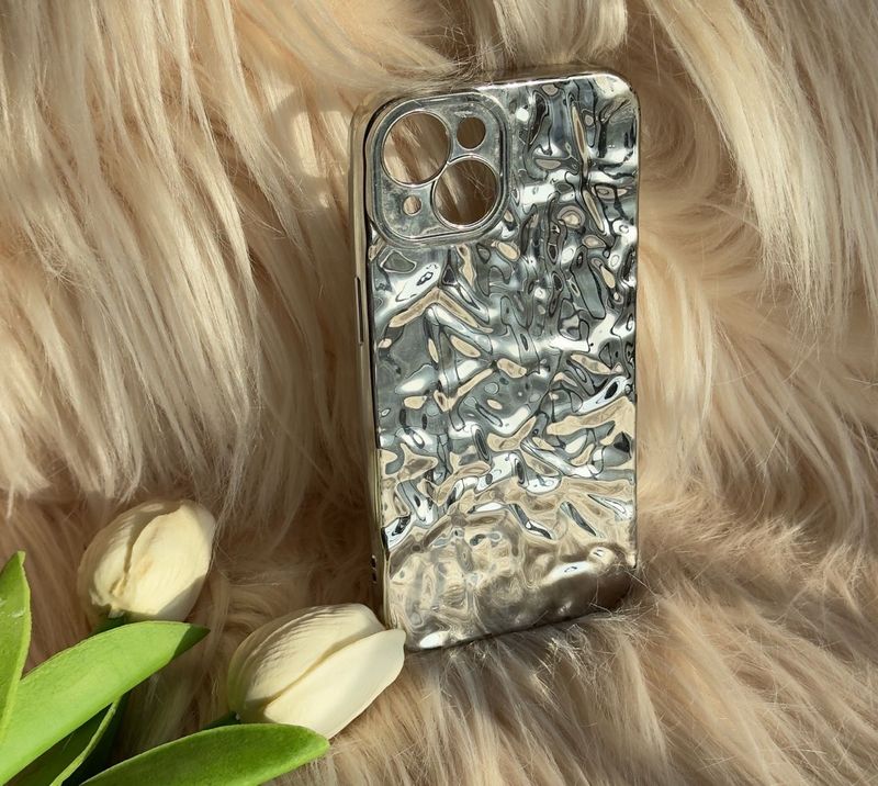 Silver Metallic iPhone 14 back case/cover