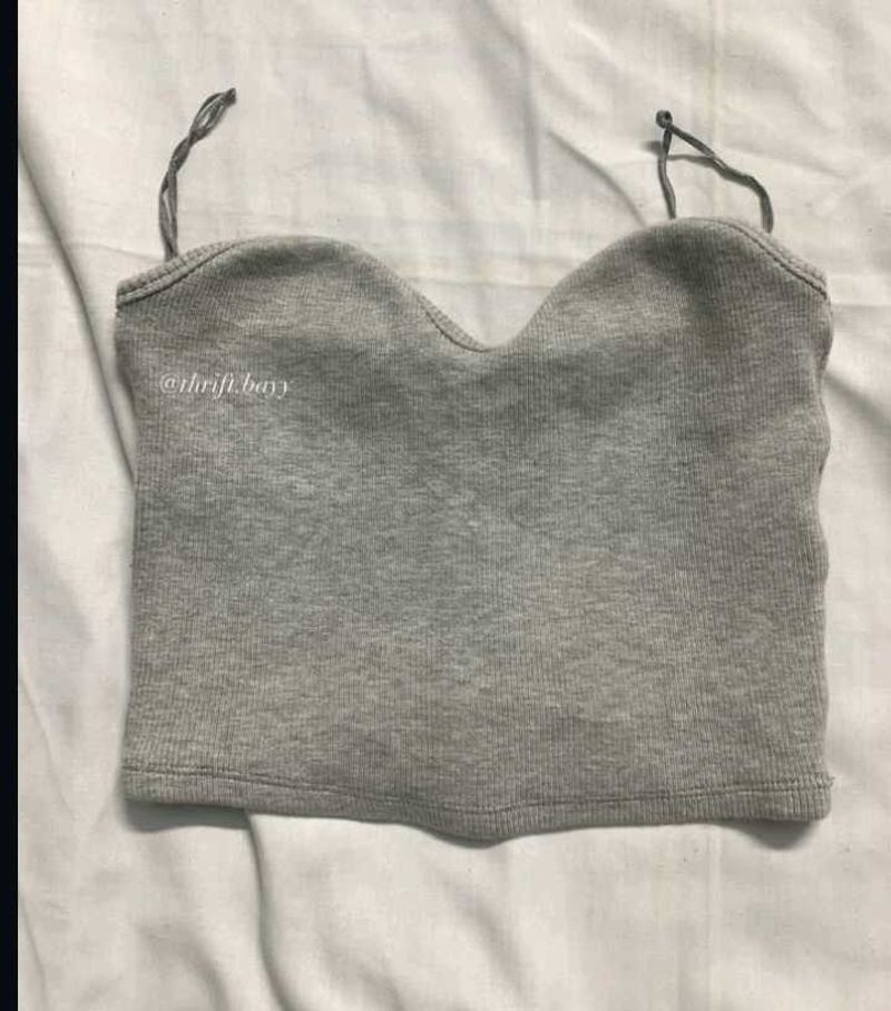Grey Ribbed Tube top