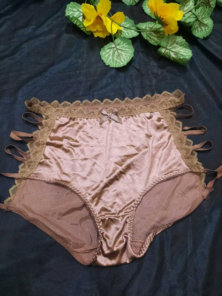 Brown Lace Trim Panties