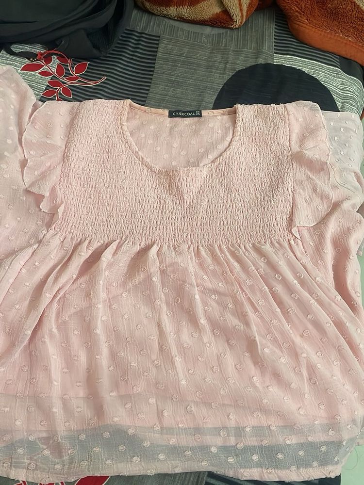 Pink Ruffle Sleeve Top