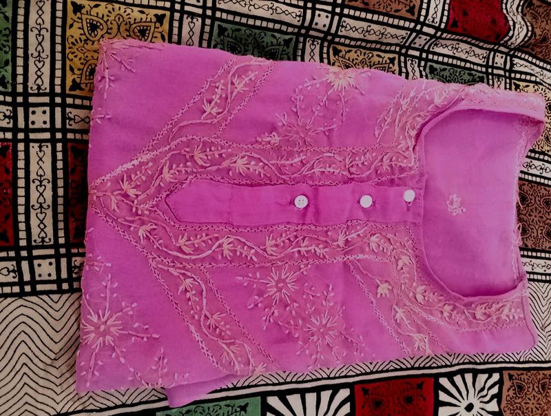 Pink Embroidered Kurta