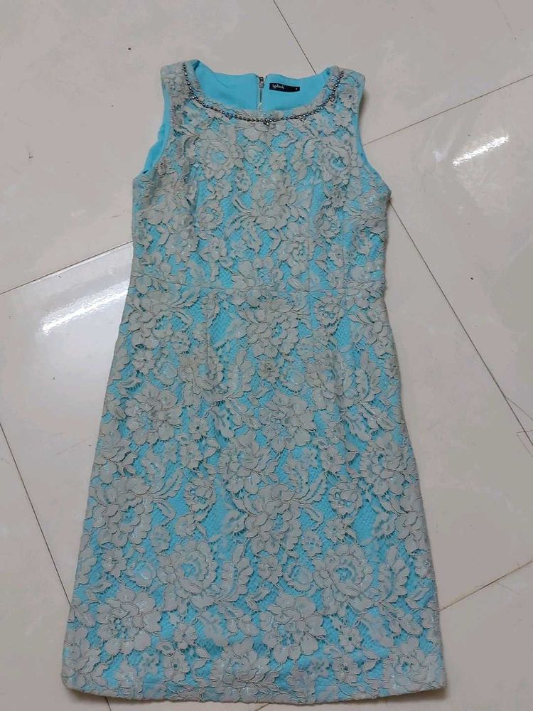Cyan Lace Dress