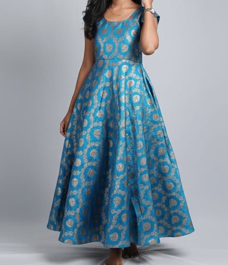 Elegant Blue &amp; Gold princess flareddress