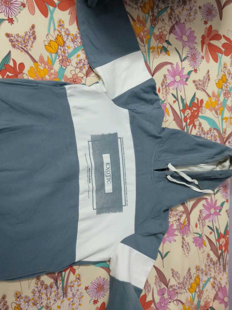 Grey And Off White Hoodie