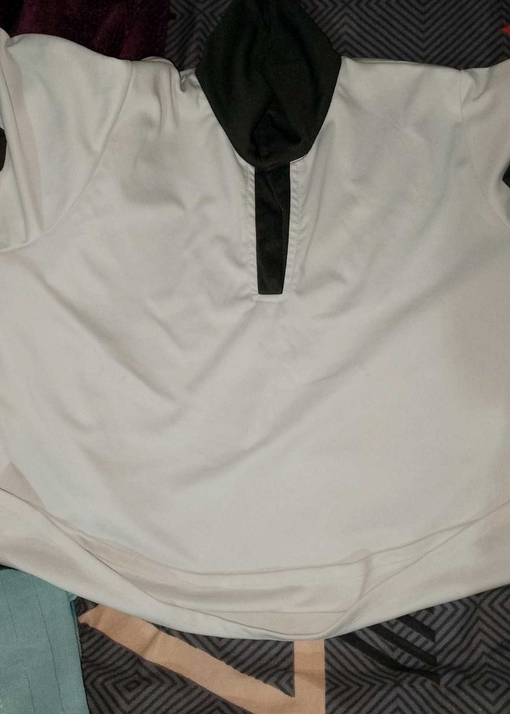 Stylish White T-Shirt with Black Detail