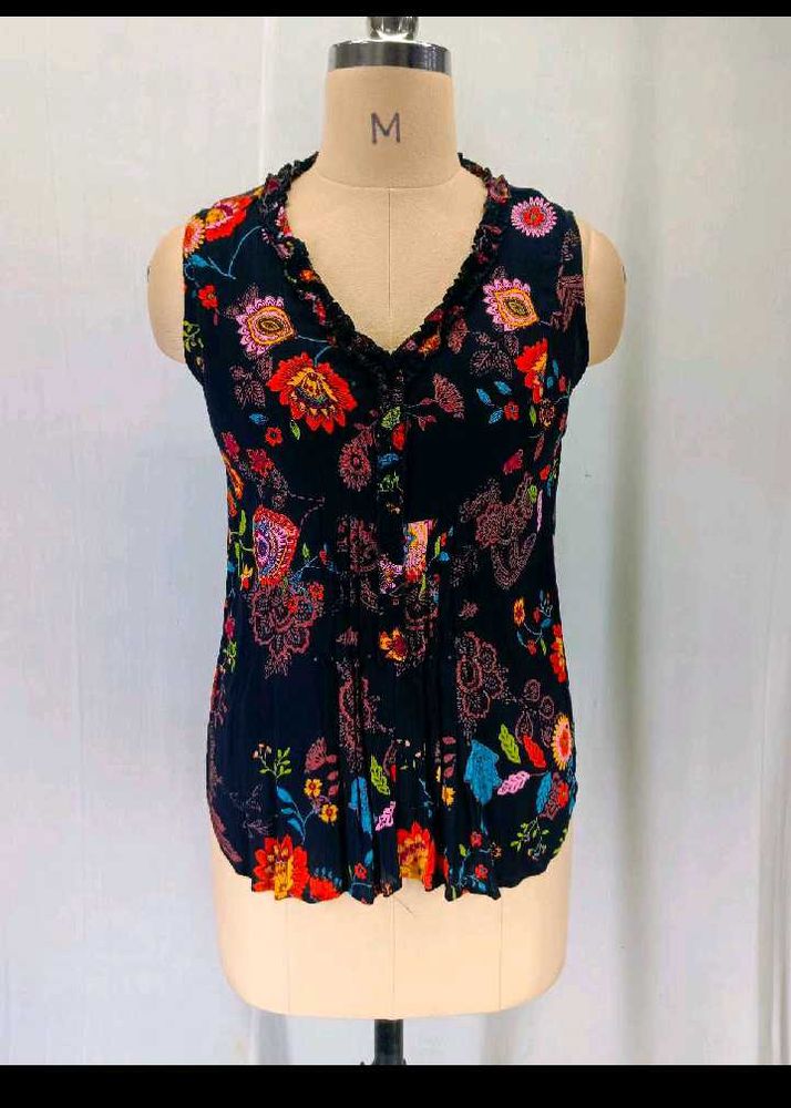 New Multi Color Floral Print Sleeveless Top