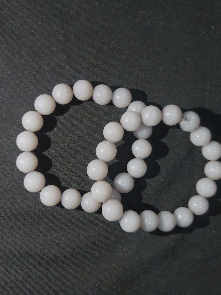 White Beaded Bracelet Set