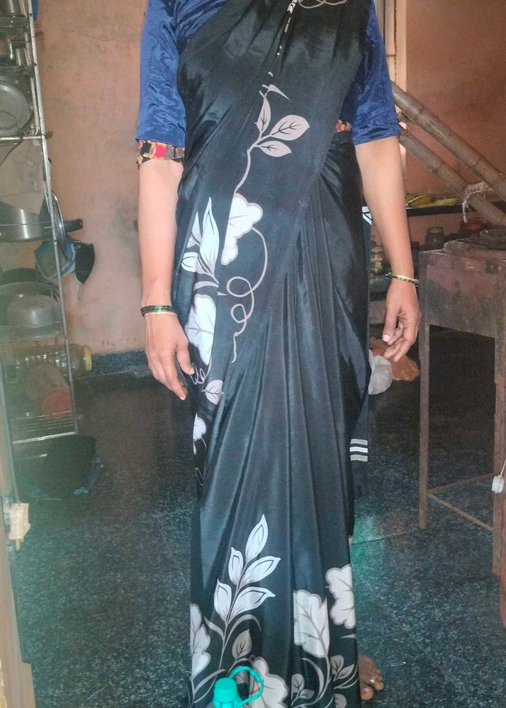 Elegant Black Floral Saree