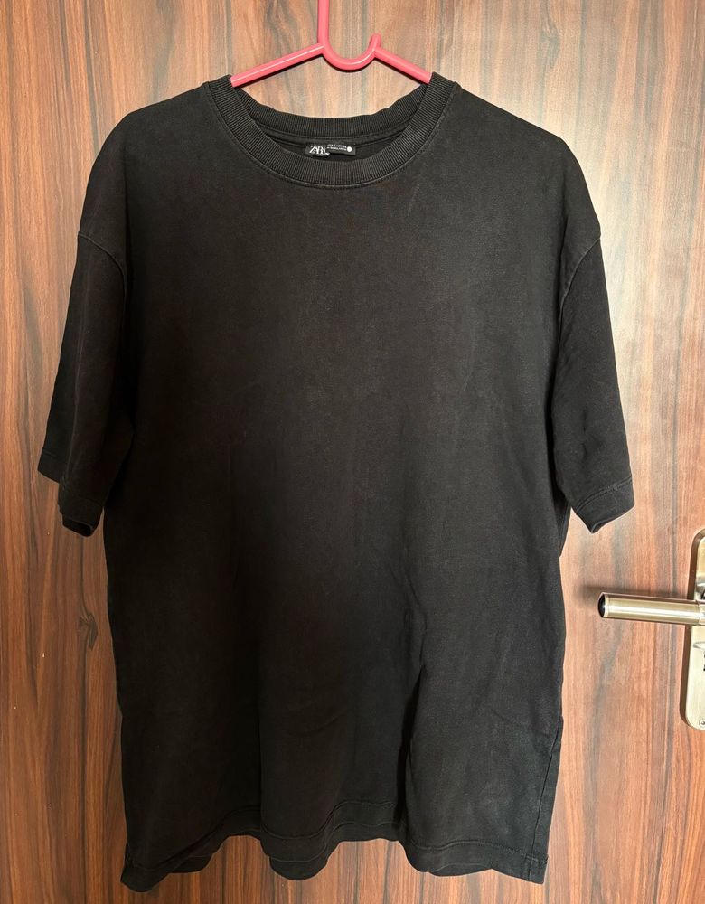ZARA Black Heavy weight Oversized T-Shirt