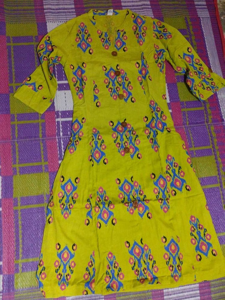 Green Printed Kurta