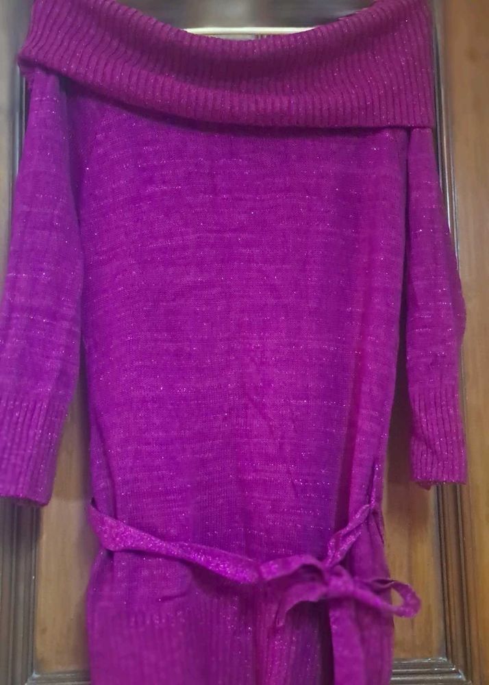 Sparkly Purple Sweater Dress