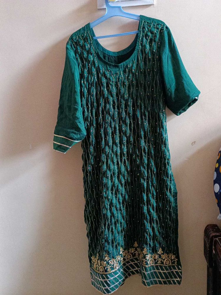 Green Embellished Kurti Used Only Ones