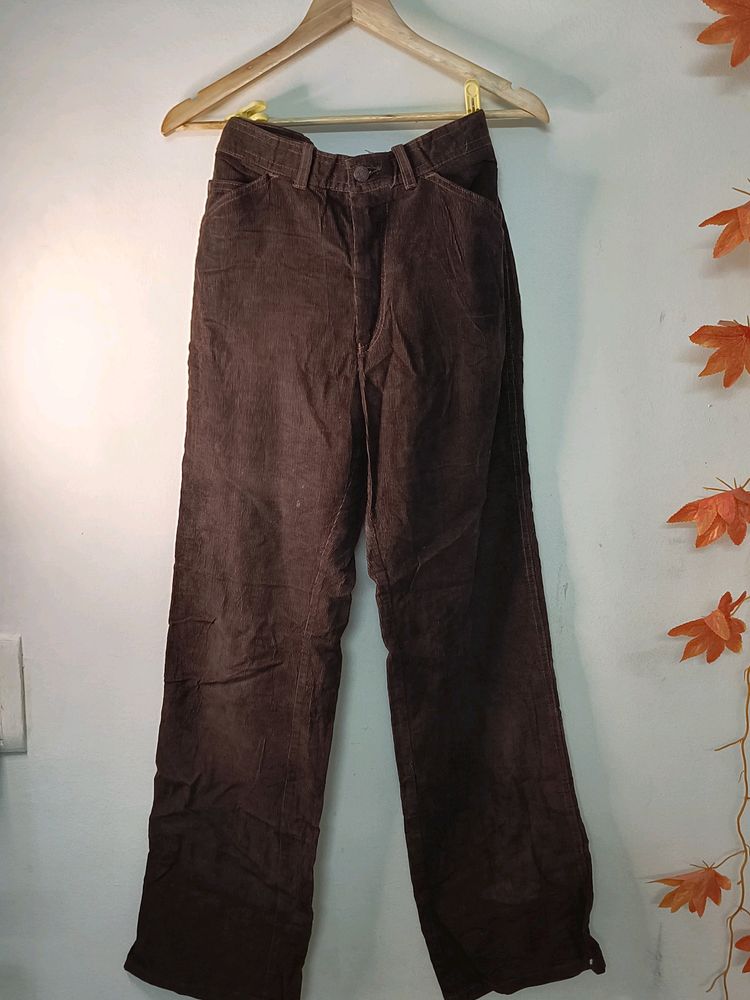 High Rise Brown Velvet Trousers