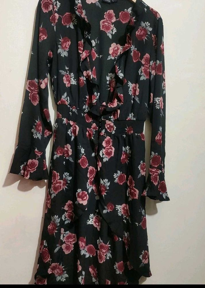 Black Dress Floral Print For 34 Bust